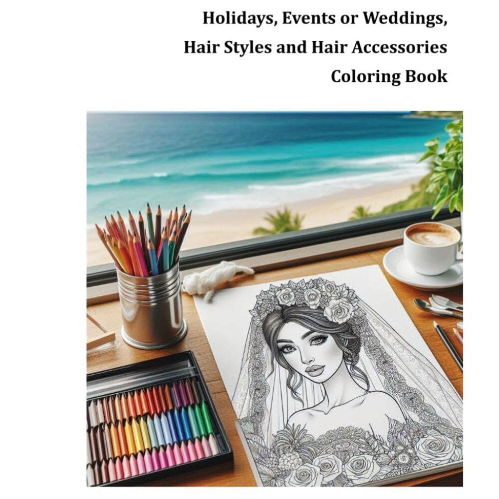 Holidays, Events or Weddings, Hair Styles and Hair Accessories Coloring Book